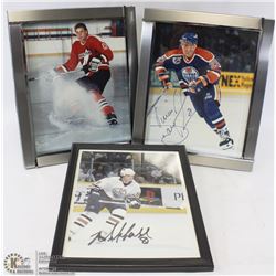 LOT OF 3 FRAMED SIGNED PICTURES UNAUTHENTICATED