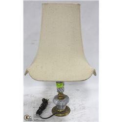 MARBLE & BRASS TABLE LAMP WITH SHADE.