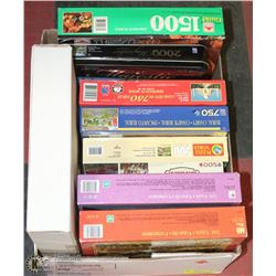 8 NEW JIGSAW PUZZLES + NEW GLASS PARCHEESI GAME