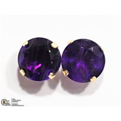 2) 10K YELLOW GOLD AMETHYST STUD EARRINGS