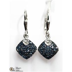 4) STERLING SILVER BLUE DIAMOND EARRINGS