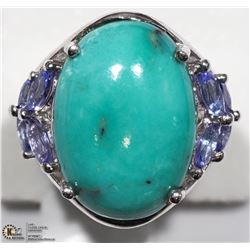 5) STERLING SILVER TURQUOISE & TANZANITE RING