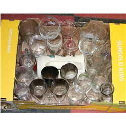 FLAT OF BEER & LIQUOR GLASSES AND ONE BEER STEIN