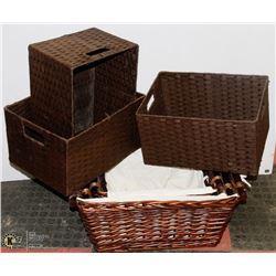 SET OF SIX WICKER STORAGE BOXES