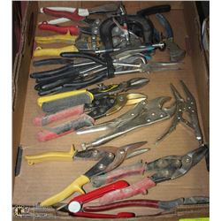 FLAT FULL OF TOOLS, SNIPS, PLIERS & VICE