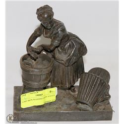 CAST IRON WASHING LADY STATUE