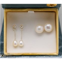 PAIR OF ST. SILVER FRESHWATER PEARL EARRINGS AND STUDS