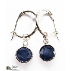26) 14K WHITE GOLD SAPPHIRE & DIAMOND EARRINGS