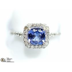29) 10K W. GOLD TANZANITE & 34 DIAMOND HALO RING