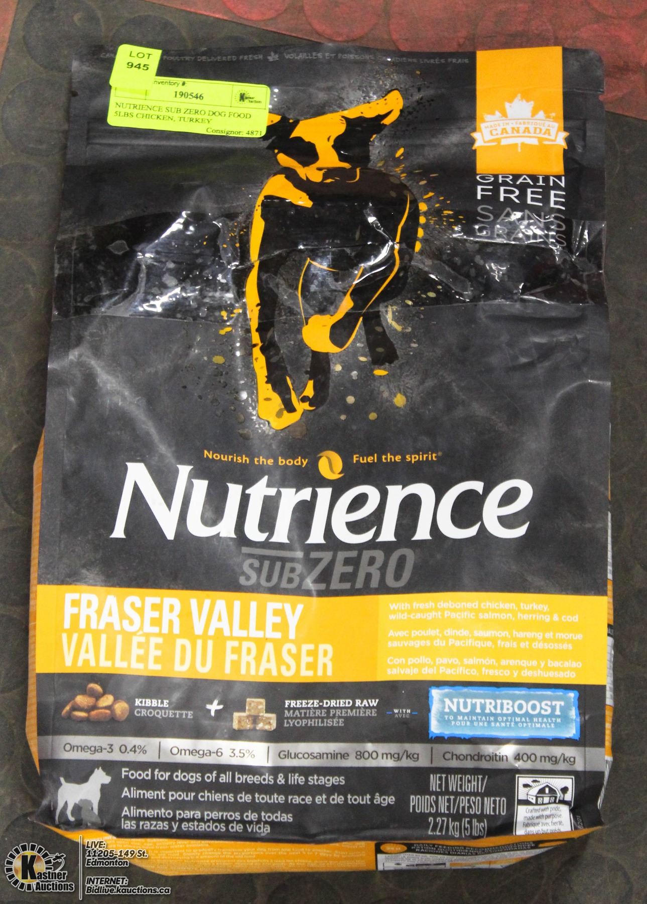 NUTRIENCE SUB ZERO DOG FOOD 5LBS CHICKEN, TURKEY