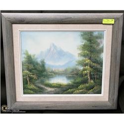 VINTAGE PAINTING WITH WOOD FRAME 28X23 INCHES