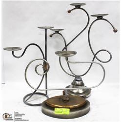 SET OF 3 SOLID WROUGHT IRON CANDLE HOLDERS