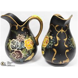 LOT OF 2 SHOWROOM 11" WATER JUG BLACK AND GOLD