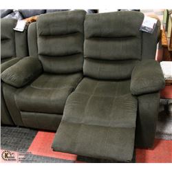 NEW DARK GREEN FABRIC RECLINING SOFA WITH LOVESEAT