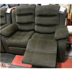 NEW DARK GREEN FABRIC RECLINING SOFA WITH LOVESEAT