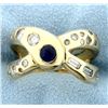 Image 1 : 1 ct TW Custom Designed Sapphire and Diamond Ring