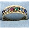 Image 1 : Vintage Multi-Colored Gemstone Ring in 14k Gold