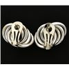 Image 3 : 4 Ring Modern Style Earrings in 14k White Gold