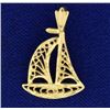 Image 1 : 14k Gold Sailboat Pendant