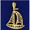 Image 2 : 14k Gold Sailboat Pendant