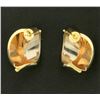 Image 4 : Ribbon Design White and Yellow Gold Earrings
