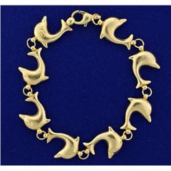 8 Inch Dolphin Link Bracelet in 14k Gold