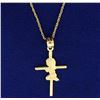 Image 1 : First Communion Pendant with Chain in 14k Gold