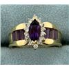 Image 1 : Amethyst and Diamond Ring