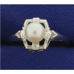 14k White Gold Pearl Ring