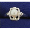 Image 1 : 14k White Gold Pearl Ring