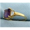 Image 2 : Amethyst and CZ Ring in 10k Yellow Gold
