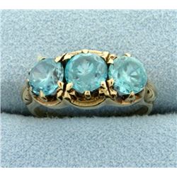 Antique 3 Stone Blue Topaz Ring