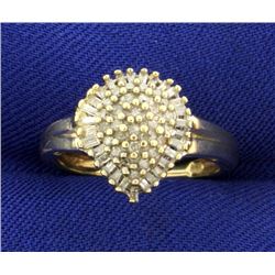 Over 1/2ct TW Pear Shaped Round and Baguette Diamond Ring