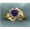 Image 1 : Amethyst Heart and Diamond Ring