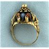 Image 3 : Antique Multi Gemstone Ring in 14k Gold