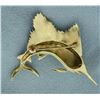 Image 2 : 14k Gold Enameled Sailfish Pin