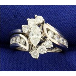 1 1/2 ct TW Marquise Diamond Engagement Ring Set in 14k White Gold