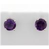 Image 1 : Large Round Amethyst Stud Earrings