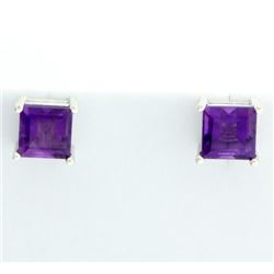 Modern 2ct TW Amethyst Square Cut Stud Earrings