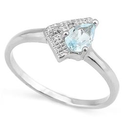 Modern Aquamarine Ring with Diamond in Sterling Silver