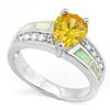 Image 1 : Pear Cut 3ct Lab Yellow Sapphire Ring with Fire Opal in Sterling Silver