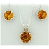 Image 1 : Citrine Sunburst Earring and Pendant SET in Sterling Silver