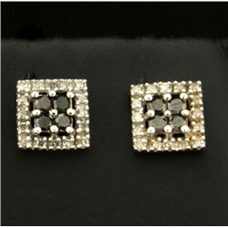 Black and White Diamond Earrings in 10k White Gold