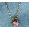 Image 1 : Heart Shaped Pink Topaz Pendant with 14k Gold Chain
