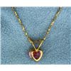 Image 2 : Heart Shaped Pink Topaz Pendant with 14k Gold Chain