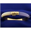 Image 1 : Lavender and White Jade Bangle Bracelet in 14k Gold