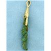 Image 2 : Vintage Jade Asian Religious Figure Pendant in 14k Gold