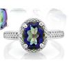 Image 2 : Large 2.5 Carat Ocean Mystic Topaz and Diamond Ring in Sterling Silver