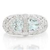 Image 2 : Filigree 2 Stone Aquamarine Ring with Diamond in Sterling Silver