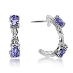 Tanzanite and Diamond Earrings in Sterling Silver